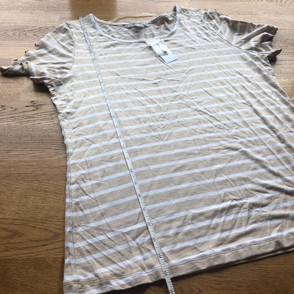 Dressbarn Striped Button Sleeve Top XL NWT - Picture 6 of 6